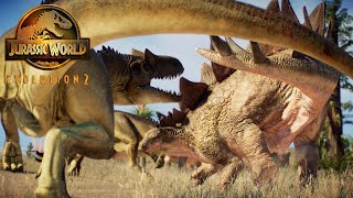 Allosaurus ATTACKS Stegosaurus  Life in the Jurassic  Jurassic World Evolution 2 🦖 4K 🦖 [upl. by Nreval176]