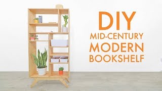 DIY MidCentury Modern Plywood Bookcase  Shelf FREE PLANS [upl. by Ogram184]