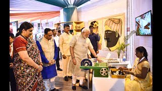 PM Narendra Modis Visit to Textile India 2017 Exhibition in Gandhinagar Gujarat  PMO [upl. by Karil410]