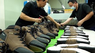 Withstanding the weight of 1ton Process of making safety shoes Korean last toe cap boots factory [upl. by Sol]