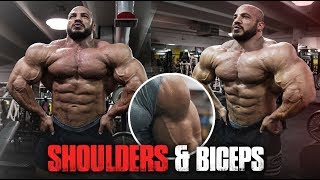 BIG RAMY 2019 FULL INSANE WORKOUT  SHOULDERS amp BICEPS [upl. by Natasha]