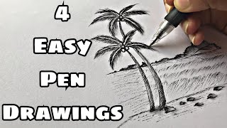 Easy Pen Drawings  Learn Pen and Ink Sketches [upl. by Attaymik]