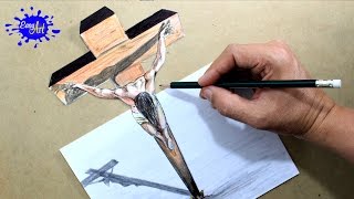 DRAWING JESUS 3D │ How to draw jesus on the cross 3D │Cómo Dibujar a Jesus en la Cruz │ Easy Art [upl. by Dryfoos741]