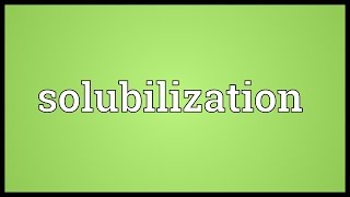 Solubilization Meaning [upl. by Jacobina]