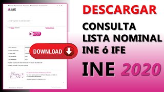 Cómo descargar e imprimir mi Consulta Lista Nominal INE o IFE 2020 [upl. by Leavelle]