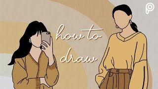 How to draw cartoon portrait  Picsart Tutorial [upl. by Mehta]