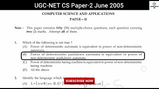 June 2005  UGC NET Computer Science Solved Paper  J8705  NTA UGC NET [upl. by Beau200]