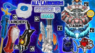 ALL LAUNCHER AND STADIUM QR CODES  BEYBLADE BURST SURGE APP [upl. by Nhepets]