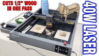 40W Creality Falcon 2 Laser Cutter  Engraver Cuts Wood In One Pass With Ease [upl. by Barabbas]