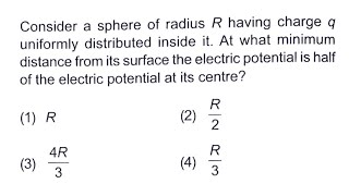 Consider a sphere of radius R having charge q uniformly distributed inside it At what minimum dista [upl. by Trella]