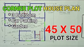 45 x 50 corner plot house design  8 marla ghar ka naksha [upl. by Toth739]