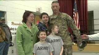 Soldier dad surprises sons at Mehoopany Elementary School  2014 [upl. by Hunt]