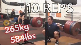 265kg584lbs ATG Squat for 10 Reps [upl. by Nileuqaj620]