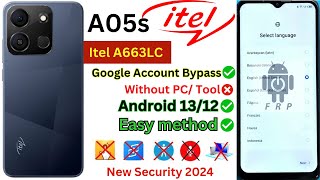 Itel A05s A663LC FRP Bypass Without PC Android 1213 Google Account ✅ Gmail lock Trick 2024 [upl. by Thetisa]