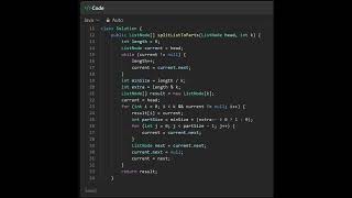 725 Split Linked List in Parts [upl. by Dlonyar]