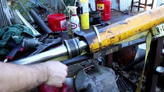 Hydraulic Cylinder Disassembly Repack Rebuild Install FAST [upl. by Akcimehs]