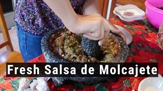 How to Make AUTHENTIC Fresh MEXICAN SALSA de Molcajete [upl. by Yard93]