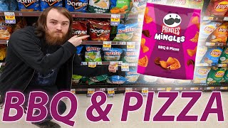 PRINGLES NEW MINGLES BBQ amp PIZZA FLAVORED CHIPS REVIEW [upl. by Heath]