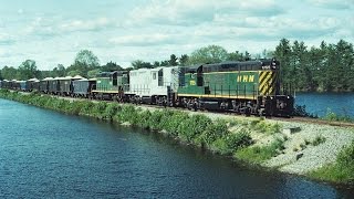 3 NHN GP9s haul a loaded stone train from Ossipee to RochesterNH 09091992 [upl. by Colan]