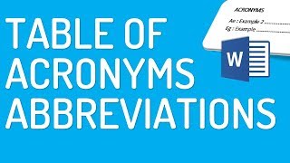 How to make table of acronymsabbreviations in Word [upl. by Ahselyt920]