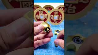 Threebearing brass highspeed rotating handles ornaments Brass missile [upl. by Ynaffital]