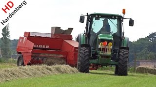 John Deere 6220 met Welger balenpers  Pressing bales  Van Mourik  Beekbergen  NL  2015 [upl. by Ardnahcal]