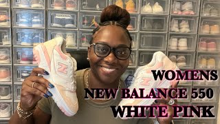 WOMENS New Balance 550 White  Pink REVIEW  ON FEET [upl. by Lissner]