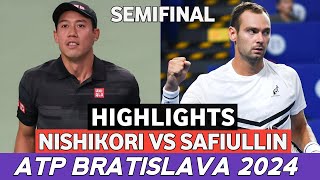 Kei Nishikori 錦織圭 vs Roman Safiullin Semifinal Highlights Today  Atp Bratislava Tennis 2024 [upl. by Ahsetra]