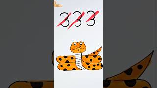 Snake drawing with Numbers 333 ❤️ Easy Drawing chobiaka drawing art snake [upl. by Acirdna837]