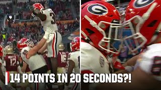 14 POINTS IN 20 SECONDS 😱 Georgia score a TD force a fumble amp score AGAIN vs FSU 👀 [upl. by Evreh]