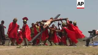 Crucifixion of Jesus reenacted in Philippines [upl. by Razaile]