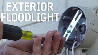 How to Install an Outdoor Floodlight  Simple and Cheap DIY Install [upl. by Calloway]