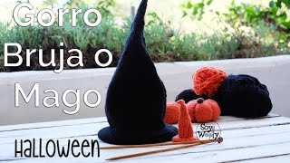 Teje un Gorro de Bruja o Mago en dos agujasTutorial Halloween [upl. by Houser]