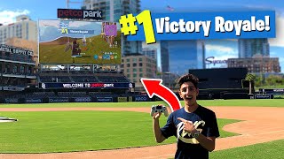 I Won a Game of FORTNITE on a JUMBOTRON BIGGEST BASEBALL STADIUM [upl. by Slinkman486]