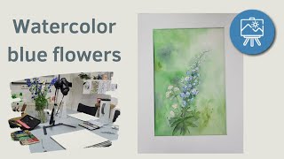 Hoe aquarelleer je blauwe bloemen  How to watercolor blue flowers AtelierBertina [upl. by Lebasiairam500]