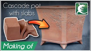 Making of a cascade bonsai pot with slabs  Stoneware pottery without wheel tutorial [upl. by Edith]