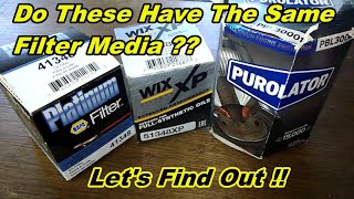 Purolator Boss Wix XP Napa Platinum Oil Filter Cut Open Oil Filter Media Comparison [upl. by Fraze]