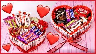 REGALO FÁCIL Y RÁPIDO DE SAN VALENTÍN  CESTA DE CHOCOLATES CON FORMA DE CORAZON NatyGloss [upl. by Schroer]