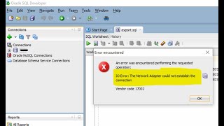 IO Error The Network Adapter could not establish the connection [upl. by Myrtle904]