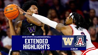 Washington Huskies vs No 4 Arizona College Basketball Highlights  CBS Sports [upl. by Notnerb]