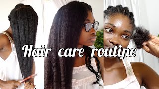 HAIR CARE ROUTINE FOR GROWTH  PROTECTIVE STYLE FOR RELAXED HAIR [upl. by Morentz]