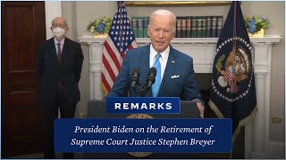 President Biden Delivers Remarks on the Retirement of Supreme Court Justice Stephen Breyer [upl. by Merell]