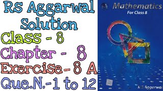 Linear Equation  Class 8 Exercise 8A Question 1 to 12  Rs Aggarwal  Md Sir [upl. by Yrelle]