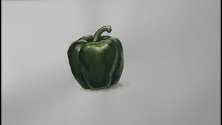 Learn step by step how to draw and color capsicum with poster color [upl. by Candis30]