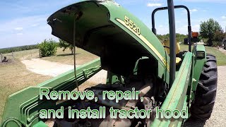 Removing repairing and installing a Tractor Hood [upl. by Norej]