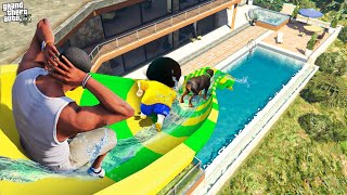 Franklin Build Waterslide In His Pool in GTA 5 [upl. by Nannaihr]