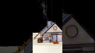 3D Stained Glass Pattern Christmas Village House With smoke from smokestack [upl. by Einaej]