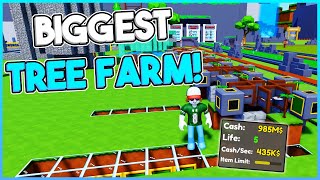 How To Make The BIGGEST Tree Farm In Block Tycoon ROBLOX [upl. by Nnylahs]