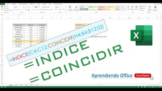 Funcion INDICE y COINCIDIR en excel [upl. by Etnwahs775]