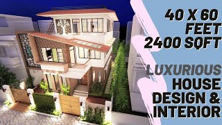 40X60 feet  12 X 18 Mtr  2400 sqft Luxurious House with Stepped Hall  Rear Garden  ID036 [upl. by Mccandless]